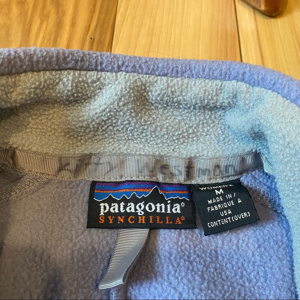 Vintage 1996 Patagonia Synchilla Purple Blue Gray Trim Fleece Zip Up Vest - Picture 7 of 12
